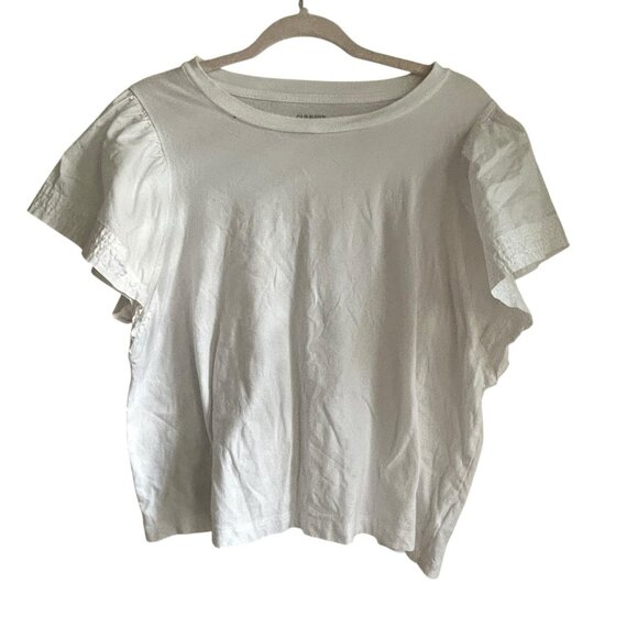 Old Navy White Shirt Flutter Sleeve XLarge Fairy Women Boho Cottagecore Peasant - Picture 2 of 8